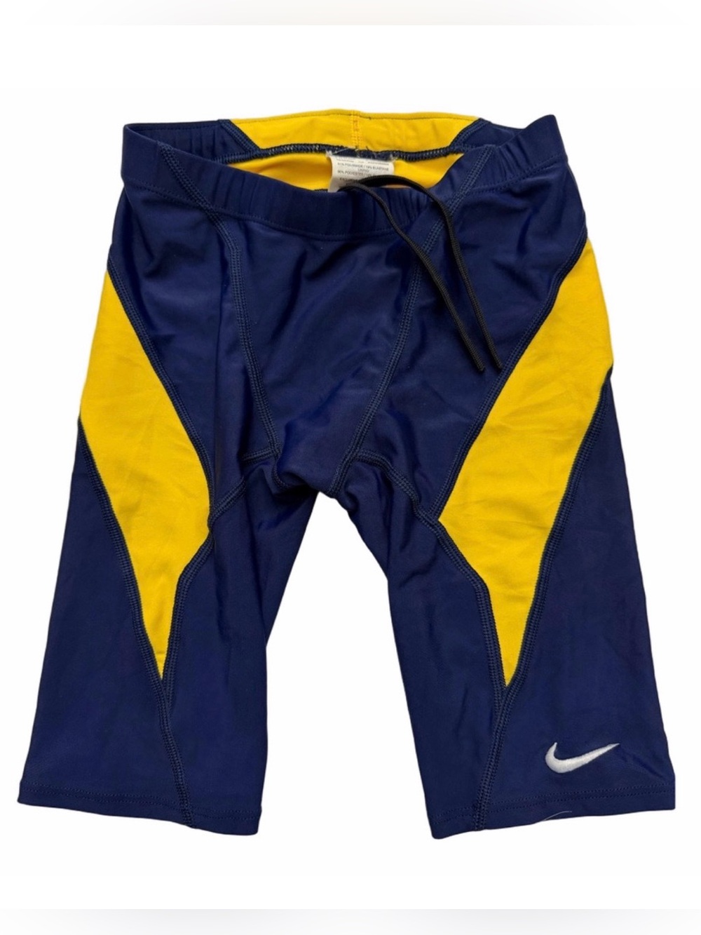 Nike Competitive Swim Navy Yellow Swim Training Jammer Shorts Pool Beach Size 26